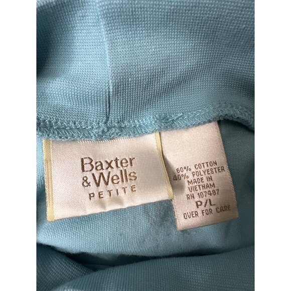 Baxter & Wells Petite Light Teal Blue Mock Neck Long Sleeve Top Large PL - Picture 4 of 6